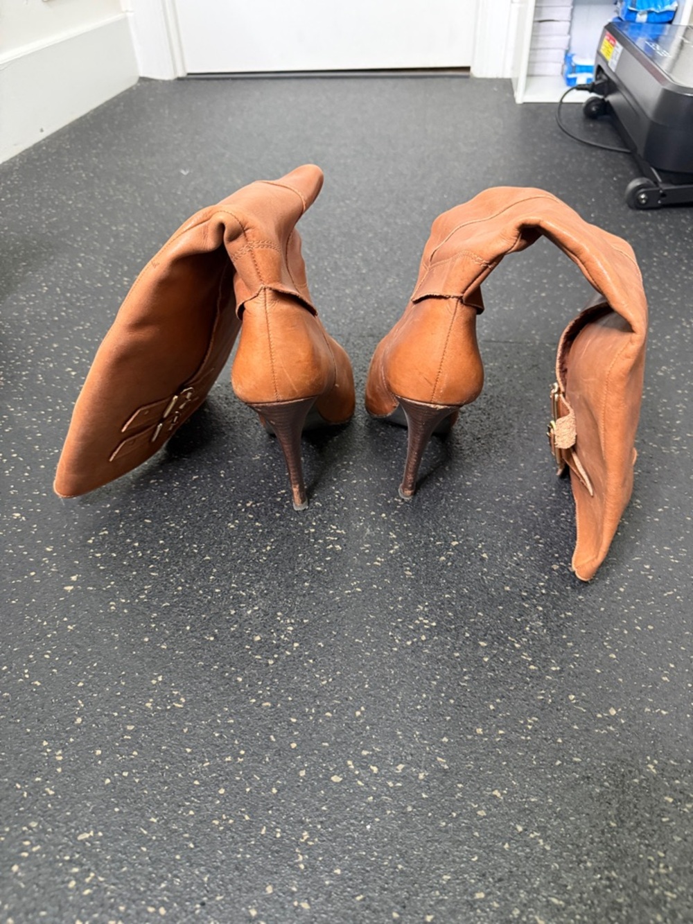 Steve Madden Ensue Cognac Mid-Calf Buckle Stacked-Heel Boots - Picture 3 of 4